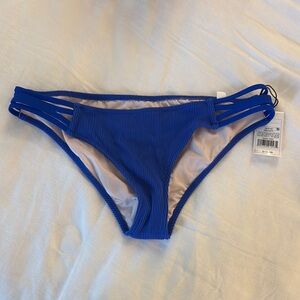 Shade & Shore Vibrant Blue Ribbed Bikini Bottom